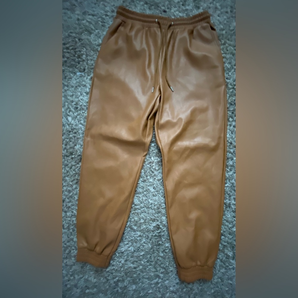 Bagatelle Women’s Brown Faux Leather Joggers